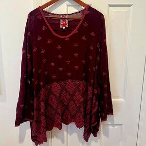 Johnny Was Boho Tunic in Merlot Size Large